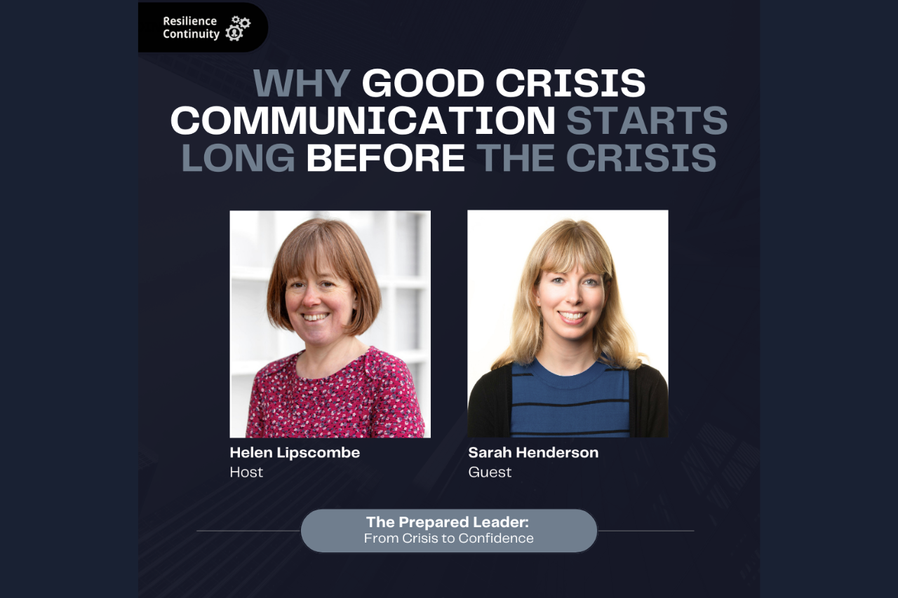 Two women being interviewed on a podcast about crisis comms
